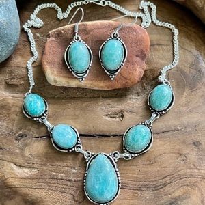 Amazonite necklace with matching earrings